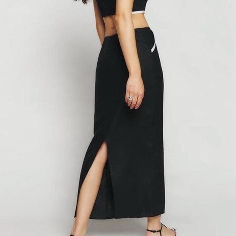 Reformation Black Pencil Skirt with White Trim - Picture 6 of 6